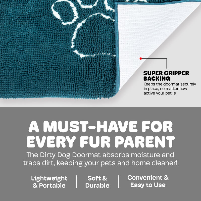 Dog Gone Smart Dirty Dog Doormat - Fast Drying Rug with Super Gripper Backing for Clean Floors - Super Absorbent and Machine Washable Mat for Muddy Paws - Petrol - Image 5